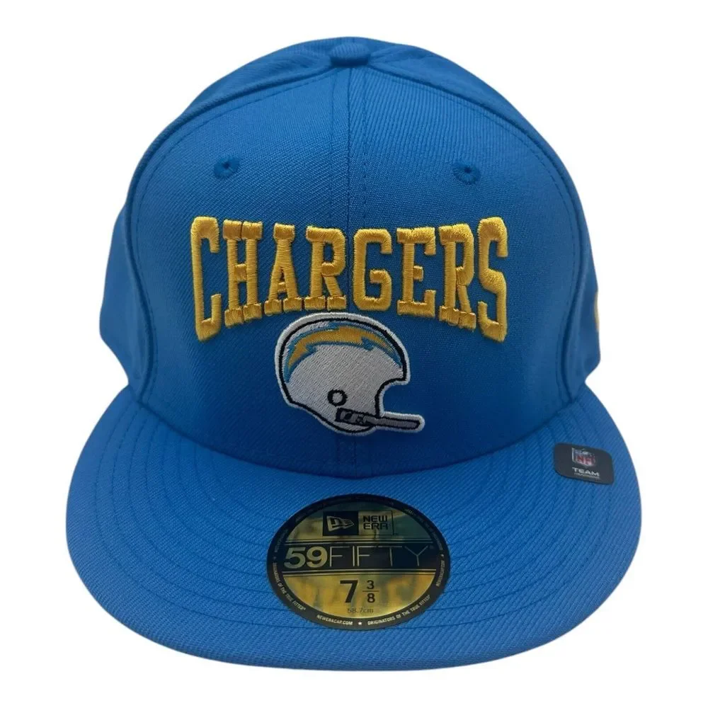 New Era 59Fifty Los Angeles Chargers Hat Cap 7 3/8 Blue Throwback‎ Helmet NFL